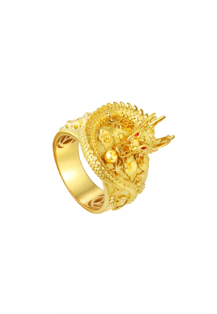 TOMEI【金龙献珠】Dragon Ring, Yellow Gold 916