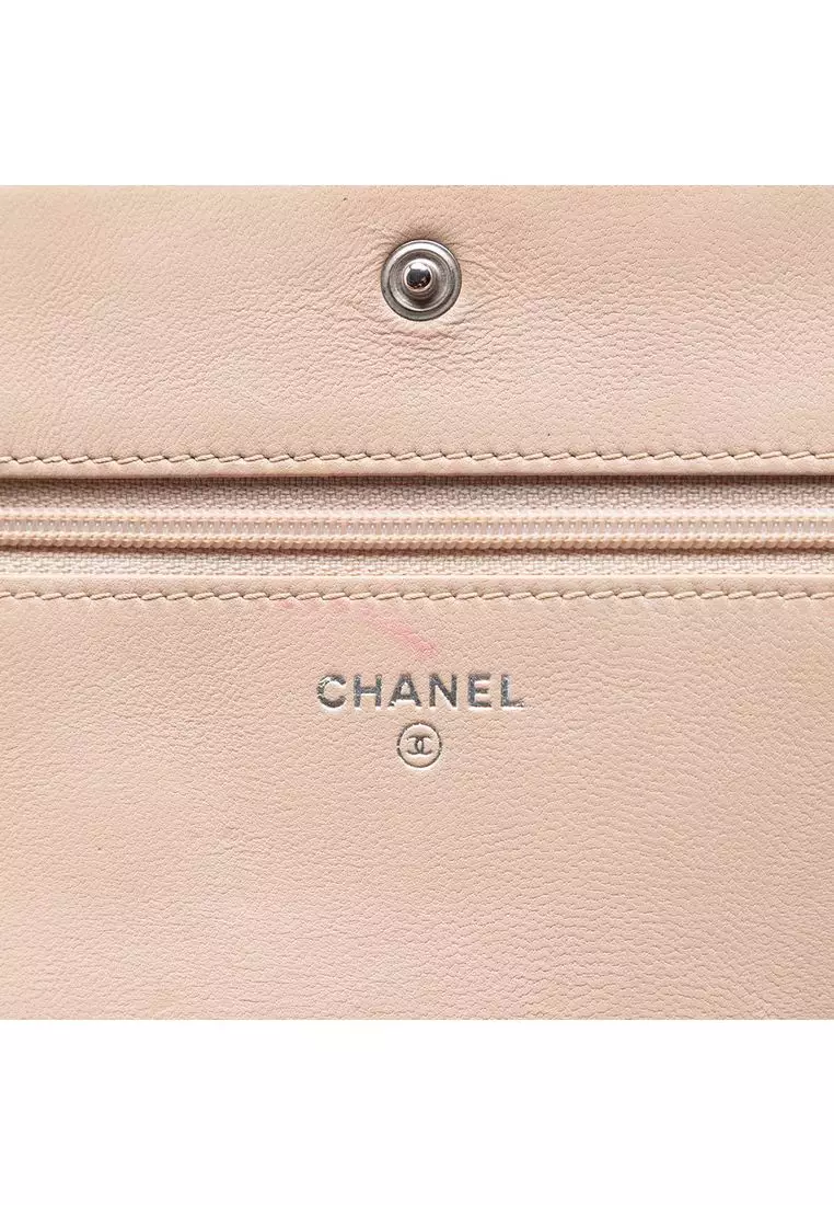 Pre-Loved Chanel Cc Quilted Lambskin Diamond Wallet On Chain
