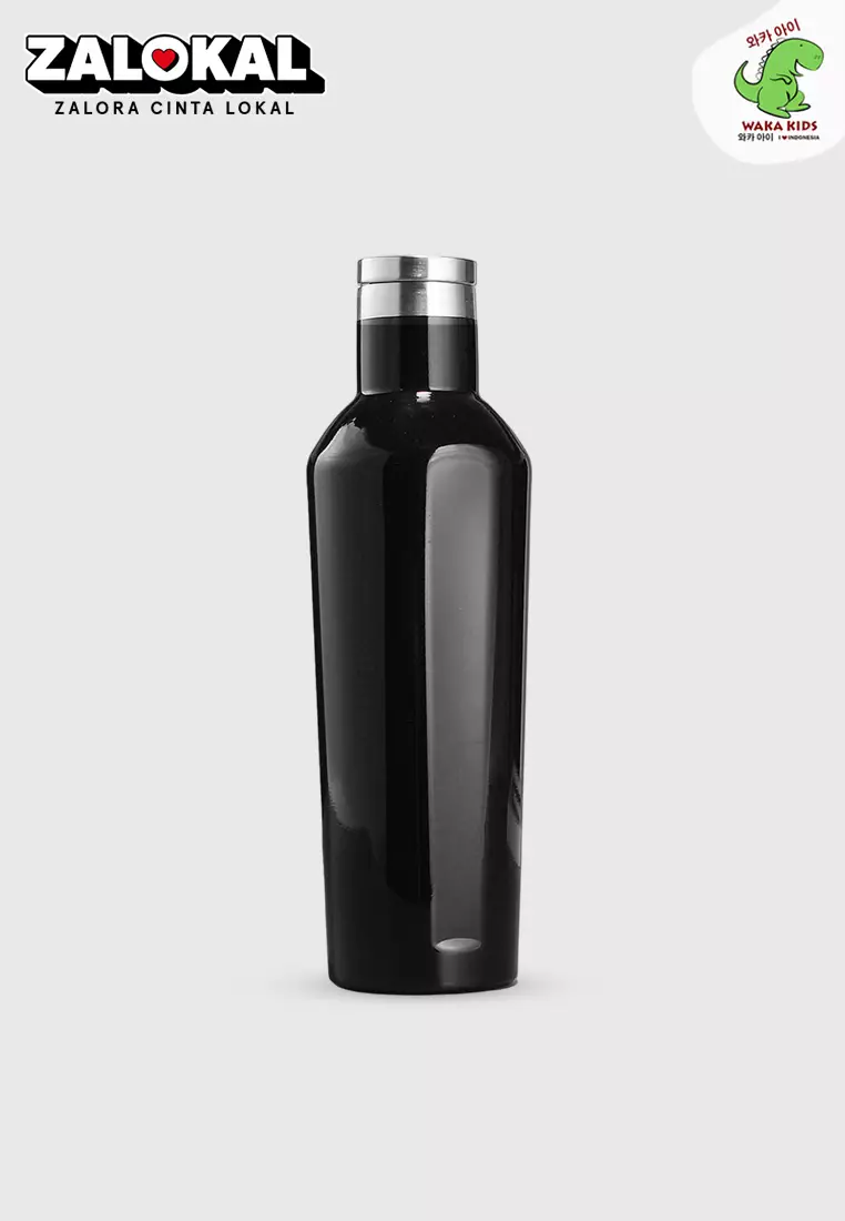 Wakakids Botol Minum Termos Stainless Steel Tumbler Premium Simple Polos Glossy Vacuum Insulated 500ml K132 Venjr Hitam