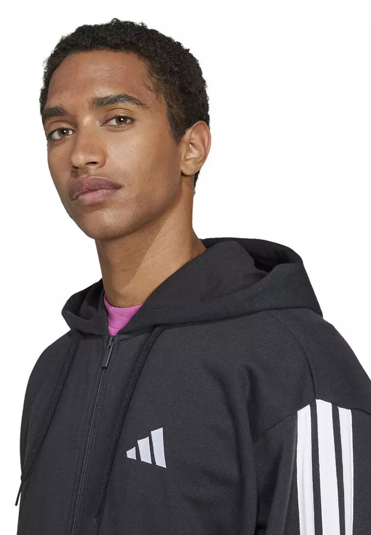 Essentials 3-Stripes French Terry Full-Zip Hoodie