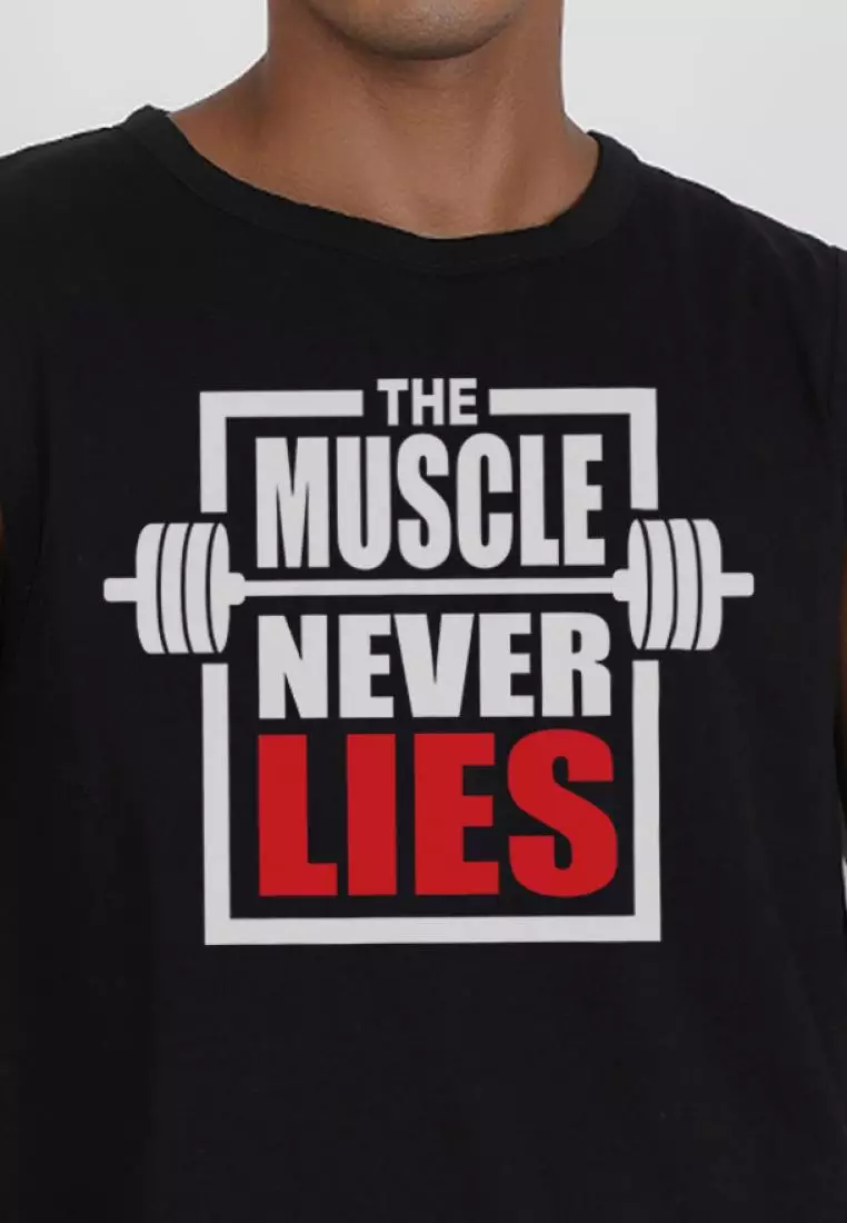 Muscle Never Lies 黑色棉质无袖锻炼/训练背心