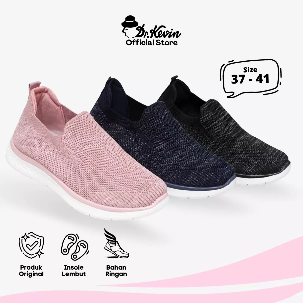 Dr. Kevin Sepatu Olahraga Wanita Sneakers Flyknit Slip On 589-058
