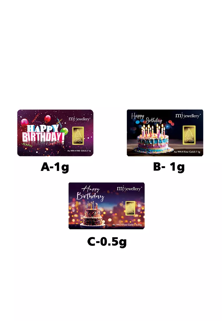 5G Gold Collection 999.9/24K Happy Birthday Series Gold Bar (0.5g)