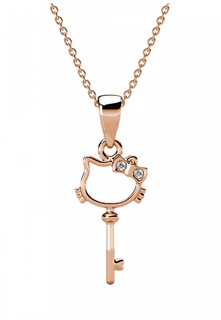 Kitten Key Pendant RG - Kalung Crystal Swarovski by Her Jewellery