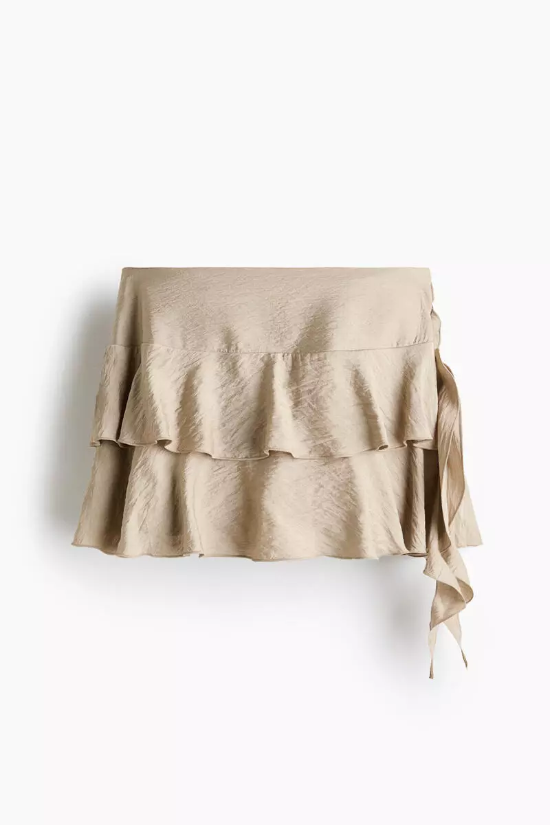 Draped-panel tiered skirt