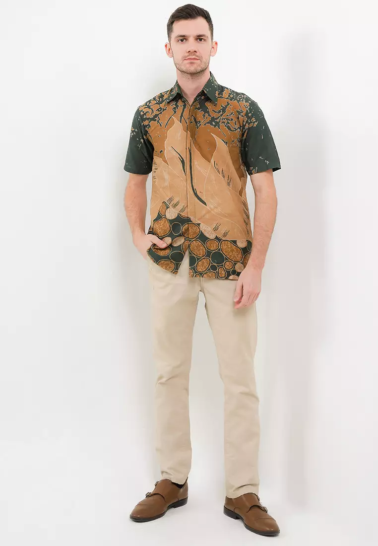 Batu Kemeja Batik Premium Pria Casual Modern Lengan Pendek