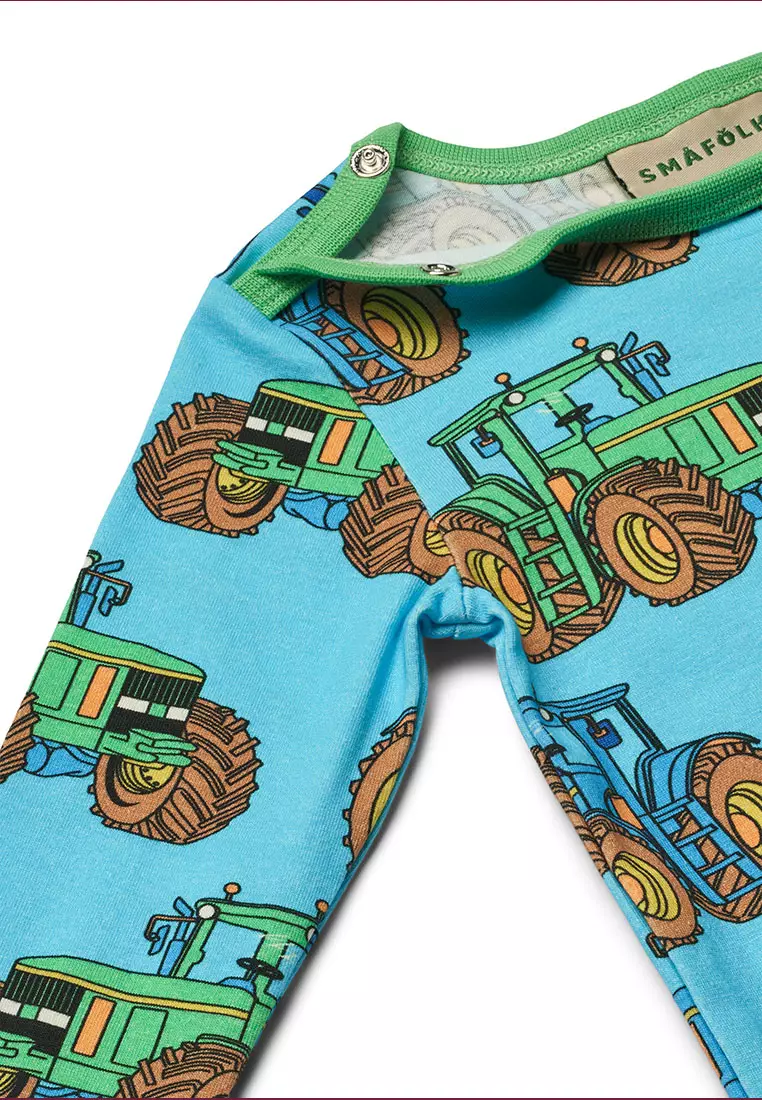 Long-sleeved baby body with tractors