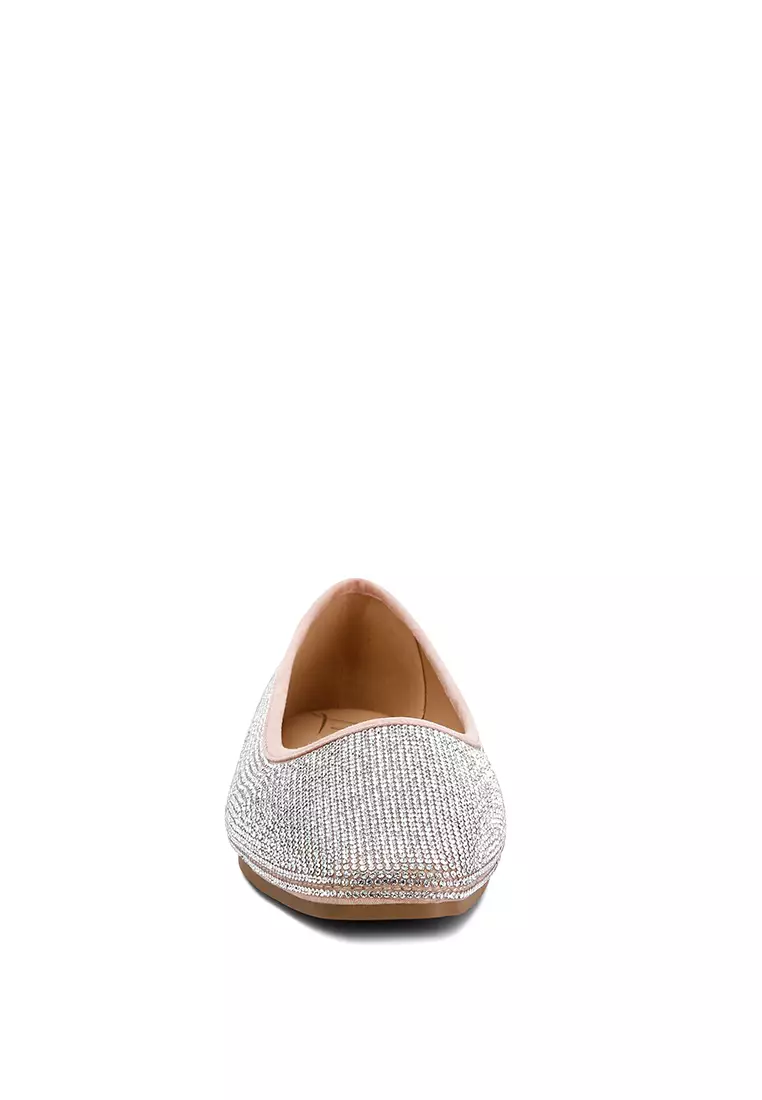 Balerina Berlian Imitasi Berkilauan Merah Muda Muda