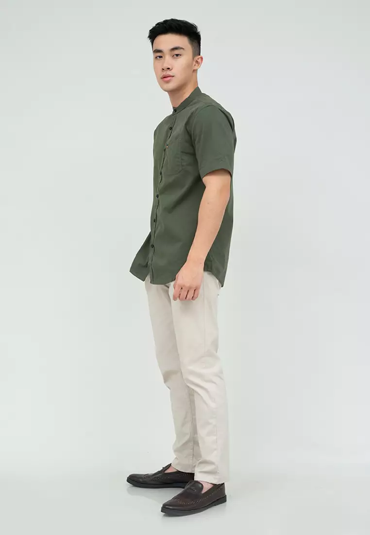 Houseofcuff Baju Koko Kemeja Lengan Pendek Pria Army