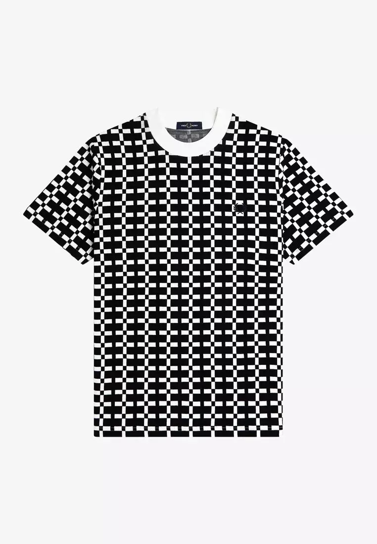 ★FRED PERRY★ Sharp Geometric Jacquard T-Shirt Silver Blue Fred Perry Geometric Jacquard T-Shirt | Silverblue-M9864-959