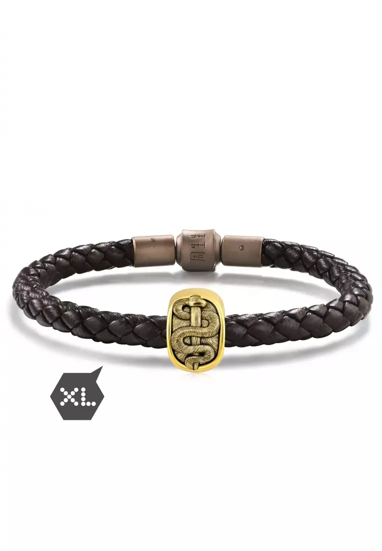 999 24K Solid Gold Noir Rod of Asclepius Charm 92007C (Bracelet not included)