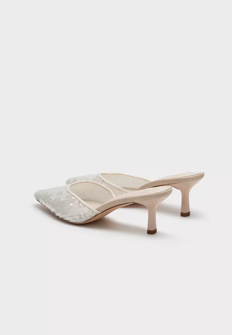 闪耀亮片喷漆跟包头穆勒鞋