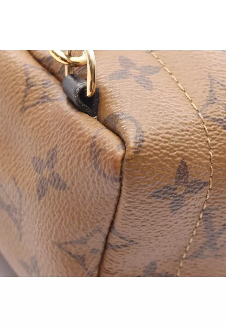 Pre-Loved Louis Vuitton palm springs Backpack mini monogram reverse Backpack rucksack PVC leather light brown black