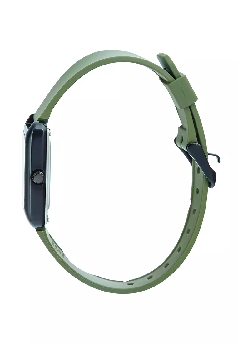 Casio MTP-B175-3BV - Jam Tangan Analog Wanita - Black Aluminium Case - Green Resin Strap