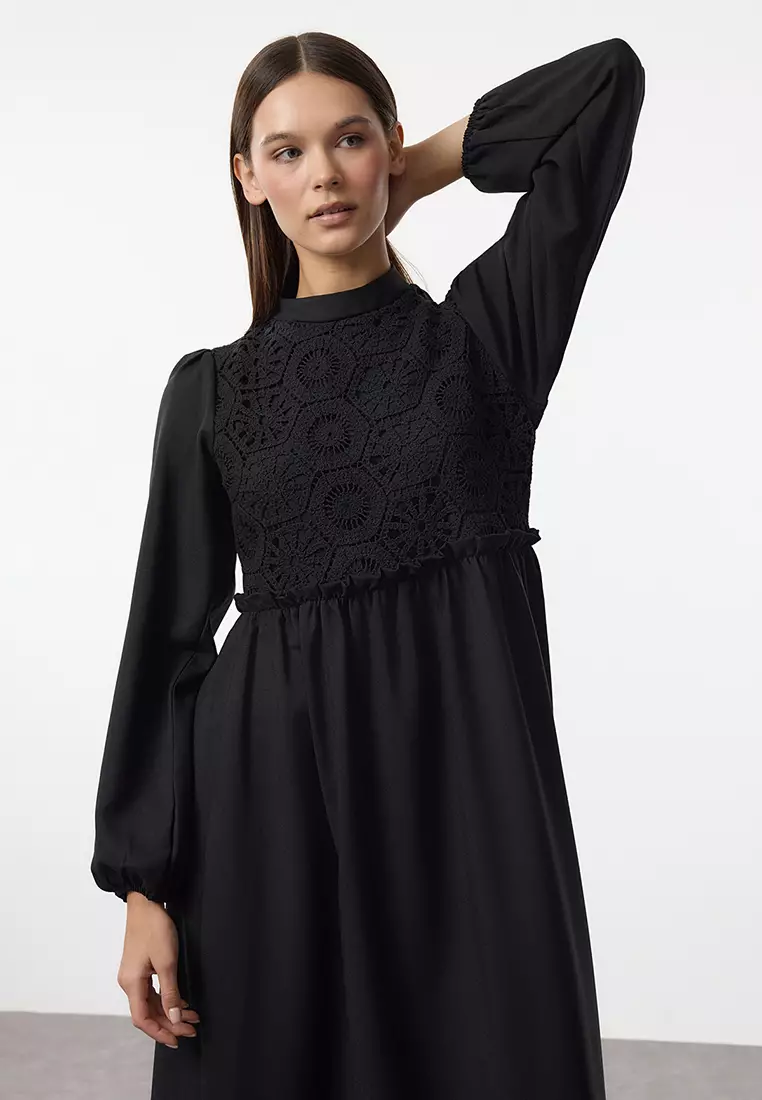 Black Straight Maxi Long Regular Dress