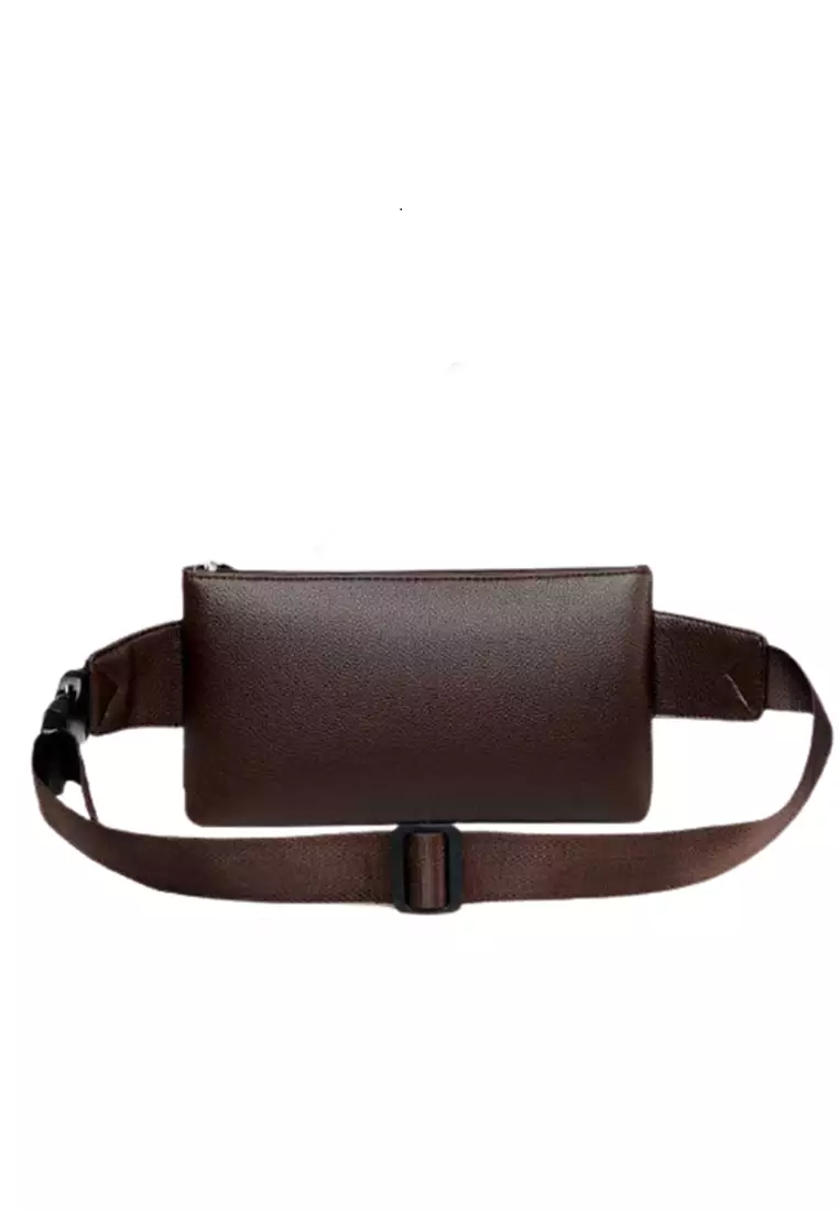 Atera Tas Pinggang Fashion Pria Waistbag Material Kulit Leather ORIGINAL - Brown