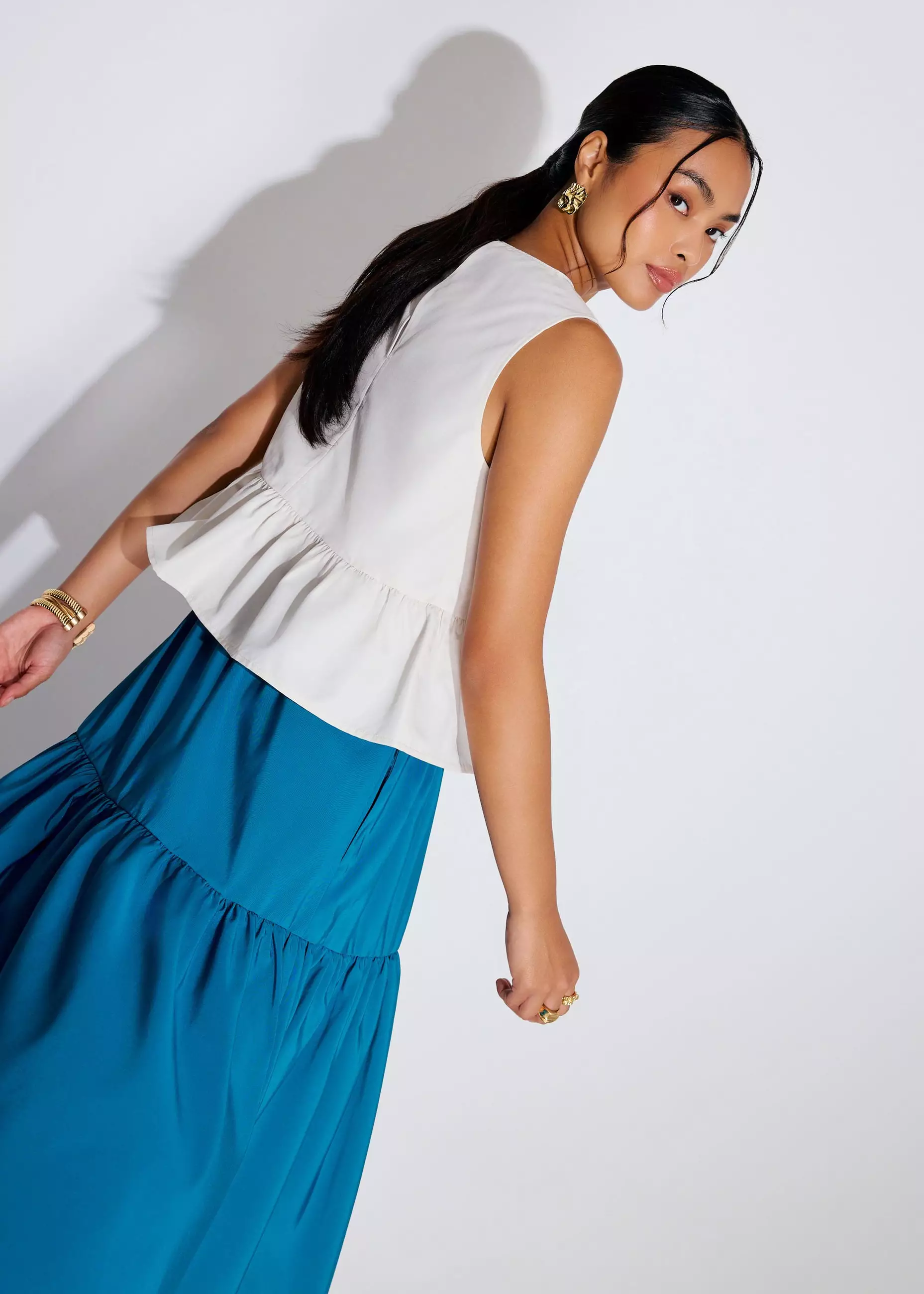 Atasan Wanita - Taffeta Peplum Shell Top