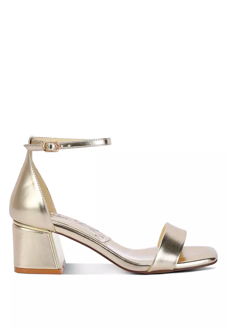 Shops gold metallic block heel sandals