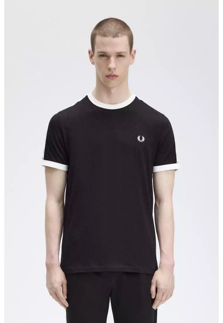 【FRED PERRY】 ★ Ribbed T-Shirt ★ Black Fred Perry Ribbed Jersey T-Shirt - Black M8679-102
