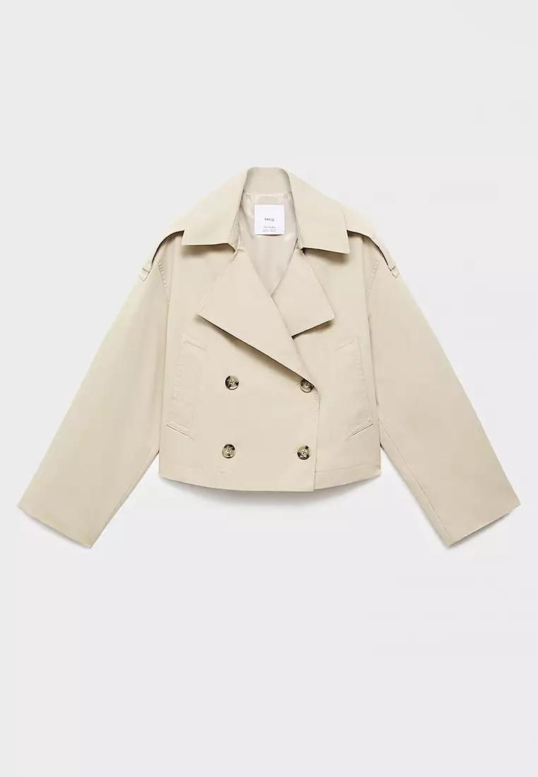 Double-Breasted Cropped Trench Coat