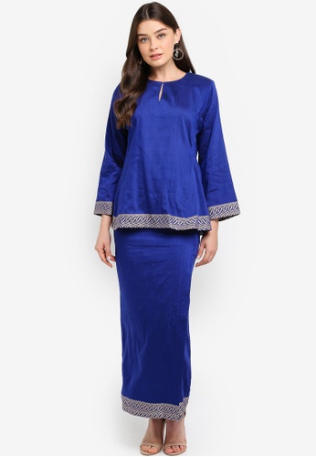 Baju Kedah Pesak Border Blue from POYA in Blue