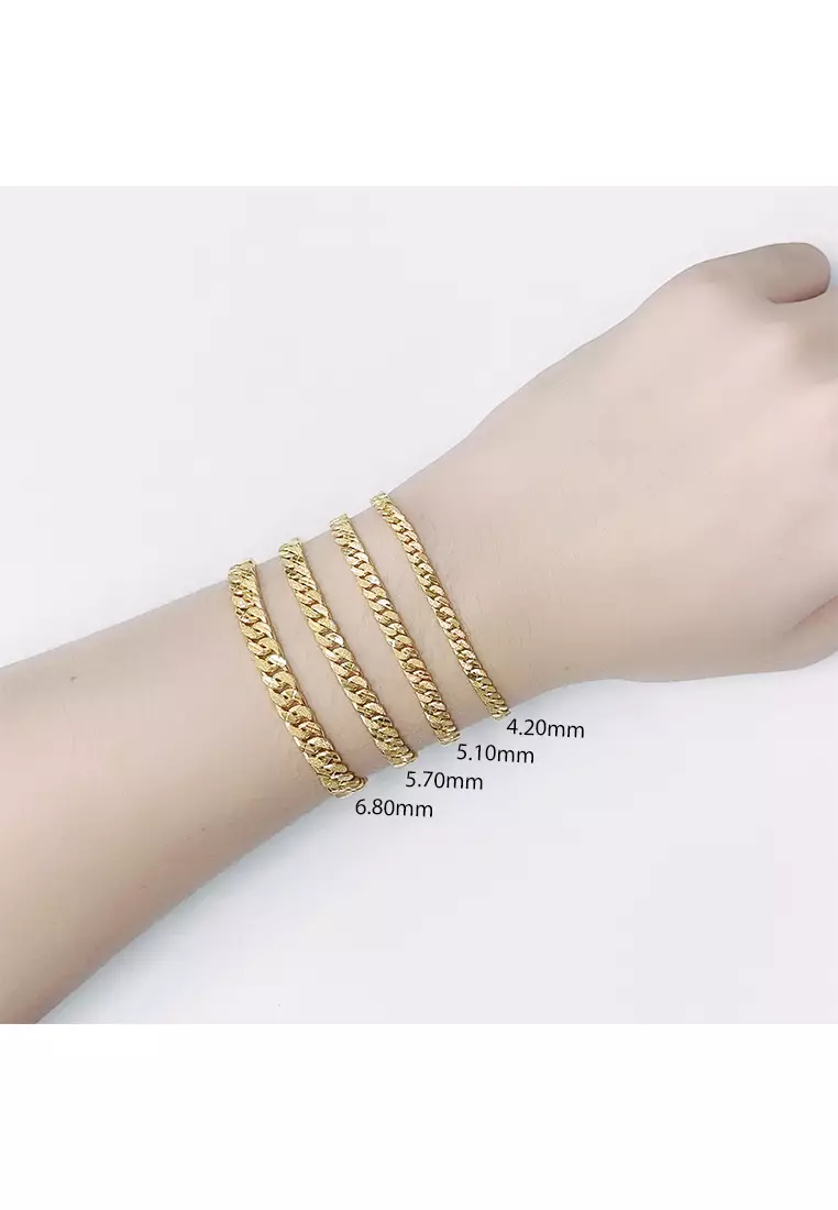 916/22K Gold Hollow Sand Curb Bracelet T012 (5.10MM)