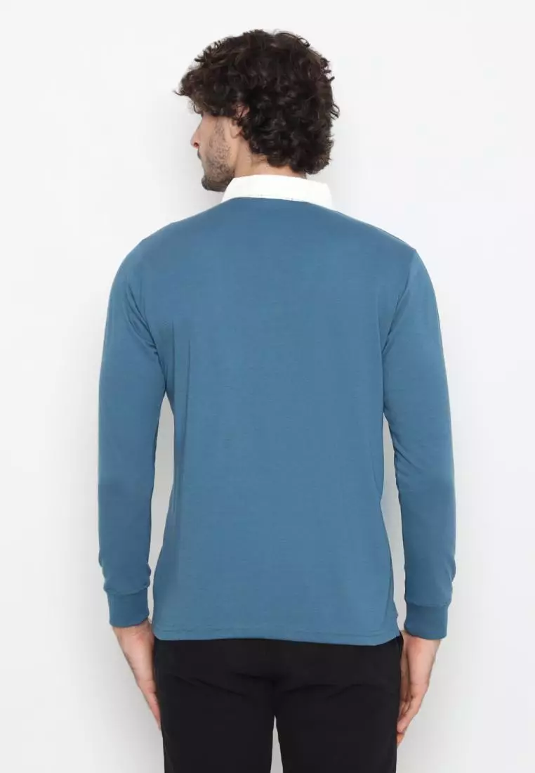 Matsuda Kaos Rugby Polo Shirt Pria Lengan Panjang Fujidera