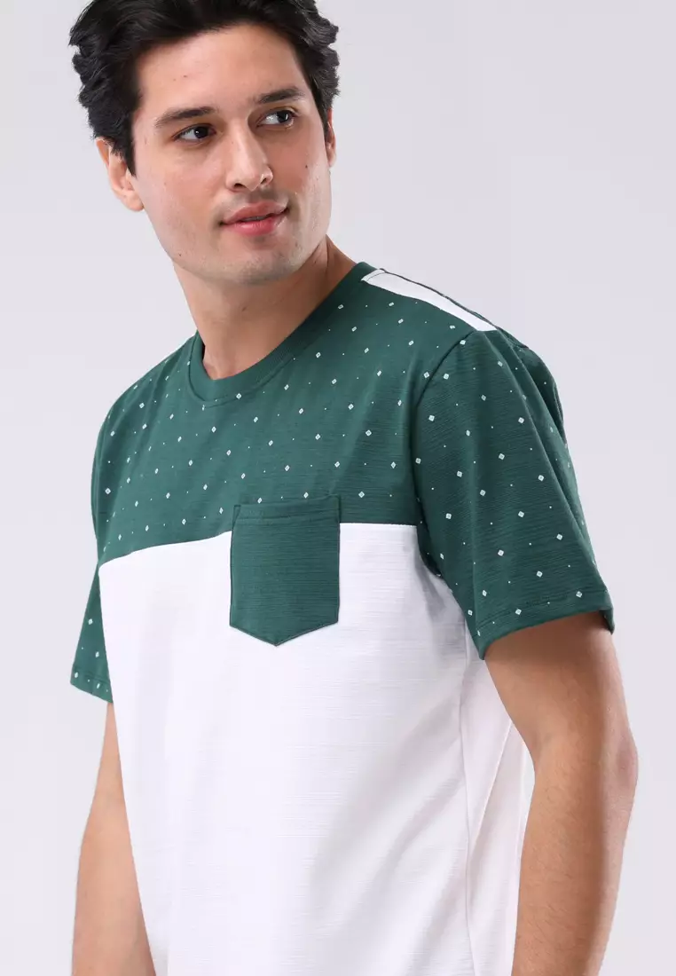 Round Neck Streaky Short Sleeves