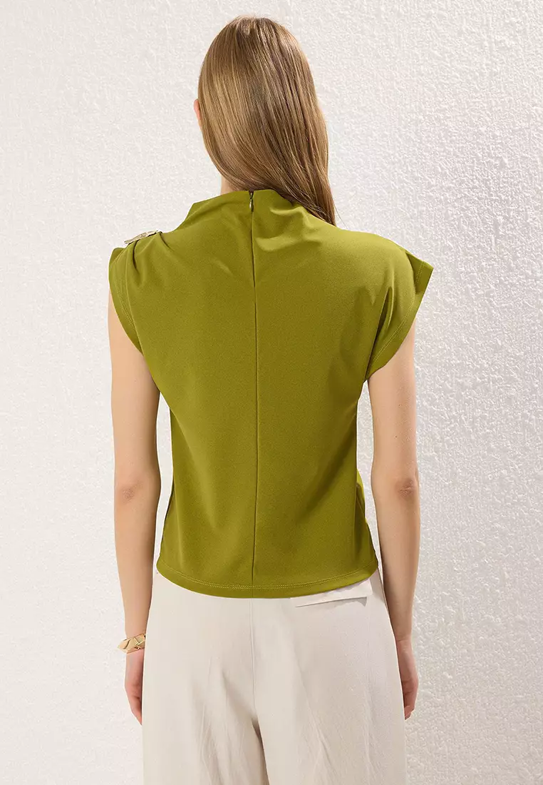 Fat Green Knitted Blouse Twoss25Bz00044