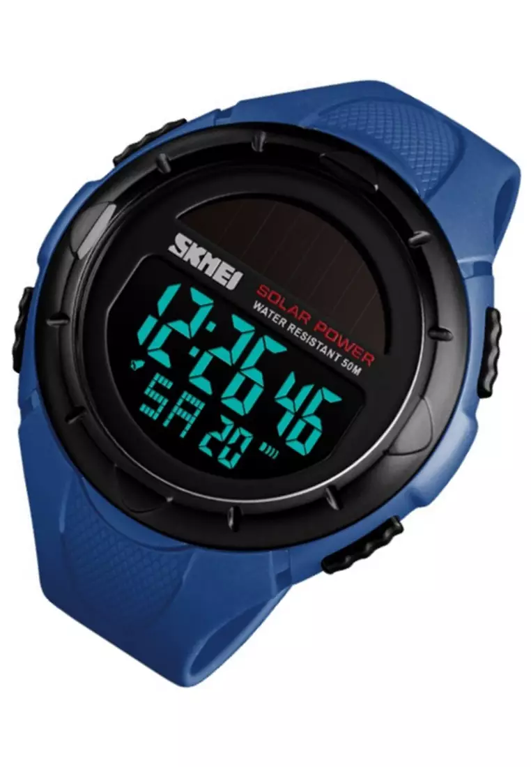 Jam Tangan Casual Tenaga Solar Pria Digital Waterproof Many Function Strap Tali Material Silicon JT92 ORIGINAL