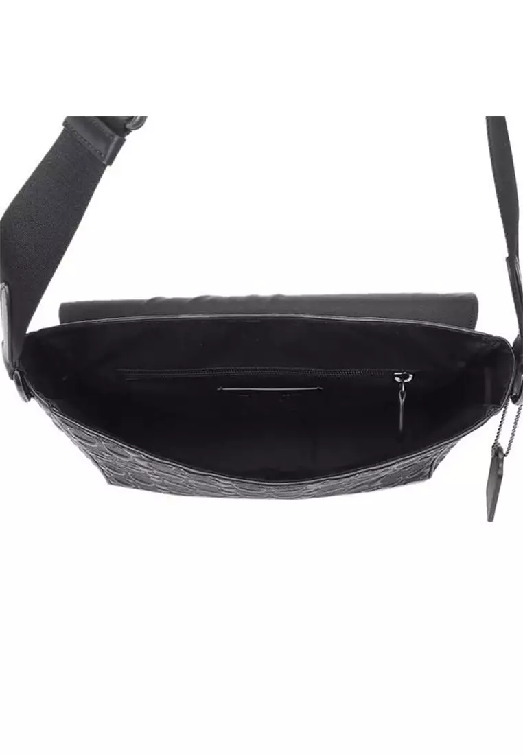 Houston Map Bag In Signature Leather 4006 Black