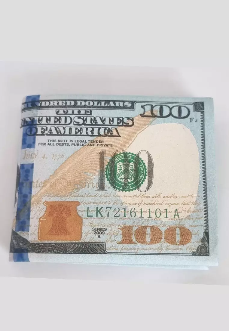 Dompet Kulit Vegan Wallet Currency USD100 Grey