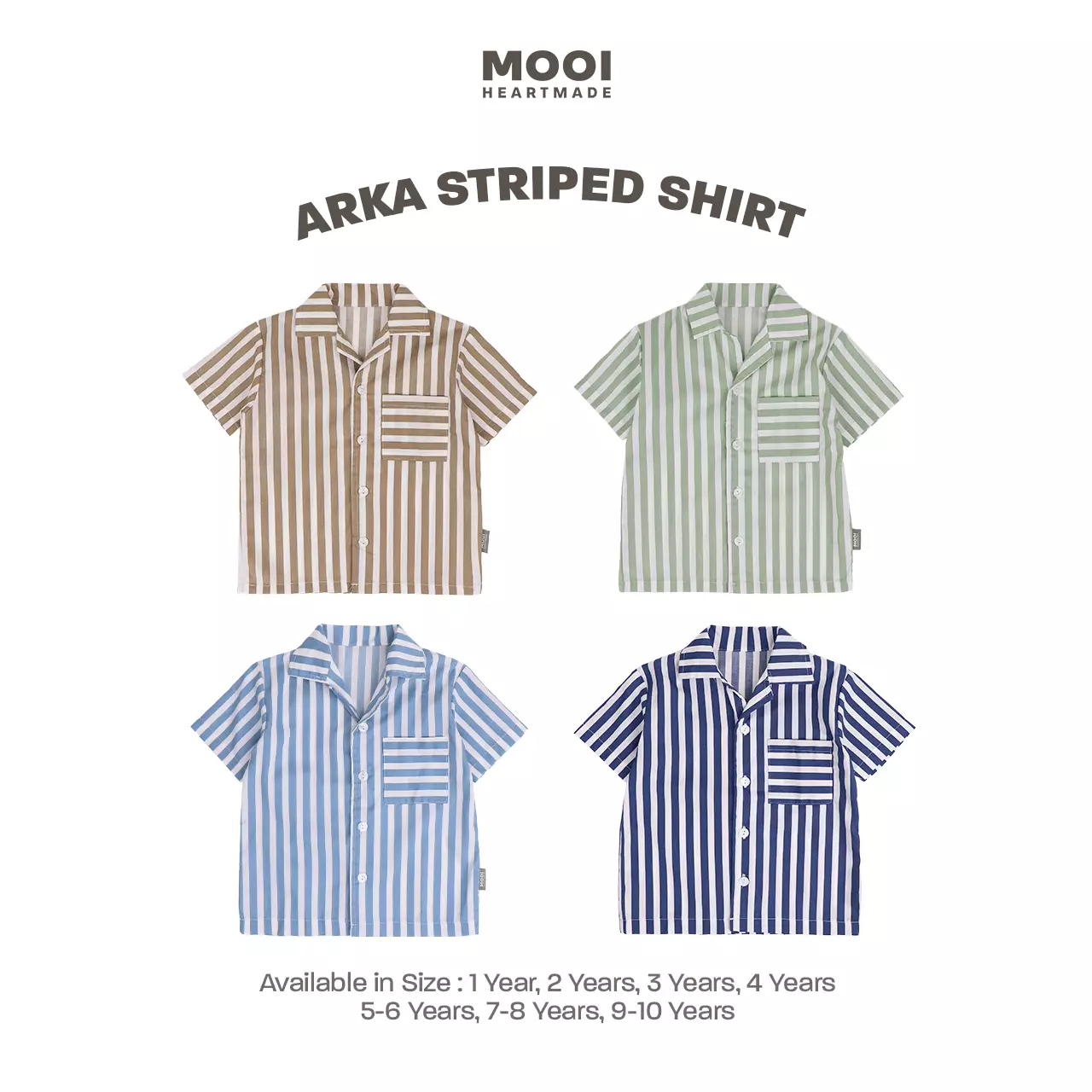 Mooi Kemeja Anak Laki-laki Kemeja Katun Motif Arka Striped Shirt - Clary Sage