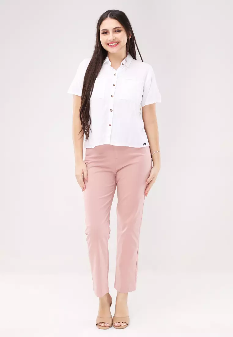 Soft Linen Woven Short Sleeves Blouse