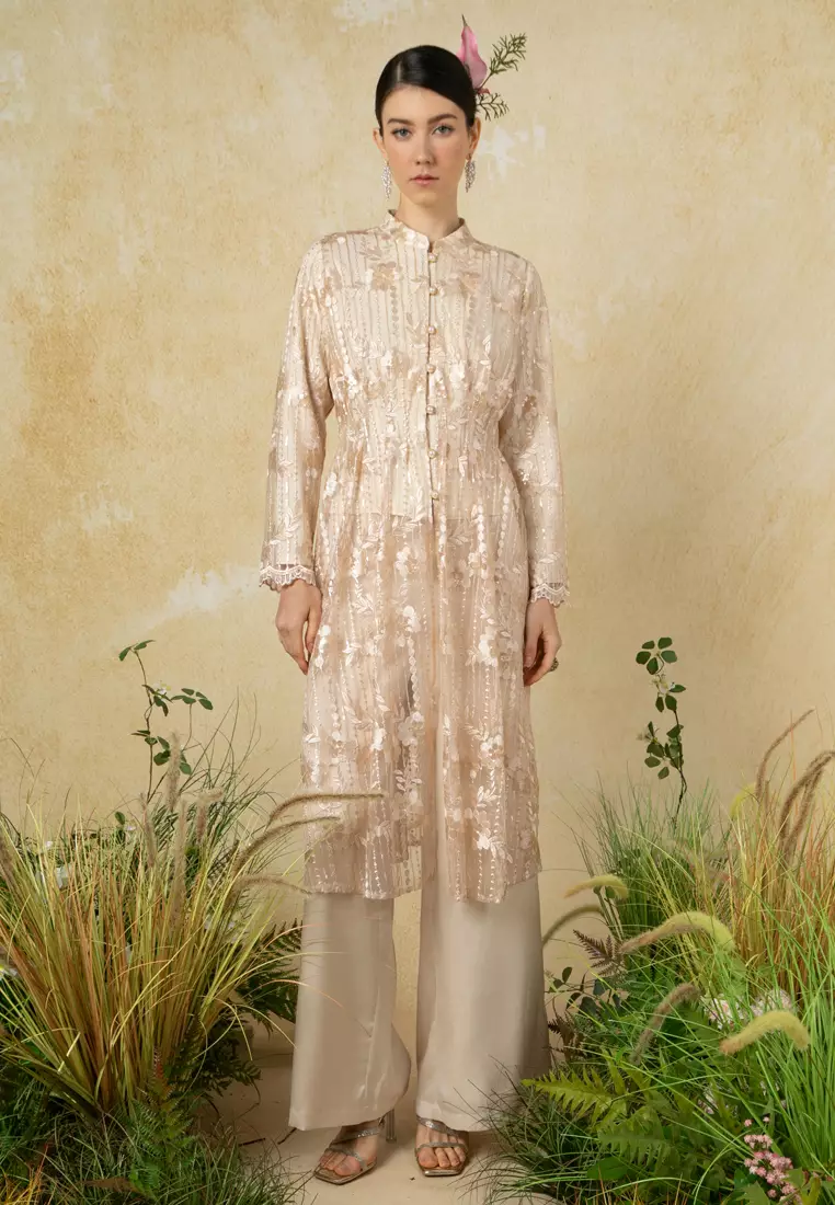 Citra Lace Long Top With Pants Set