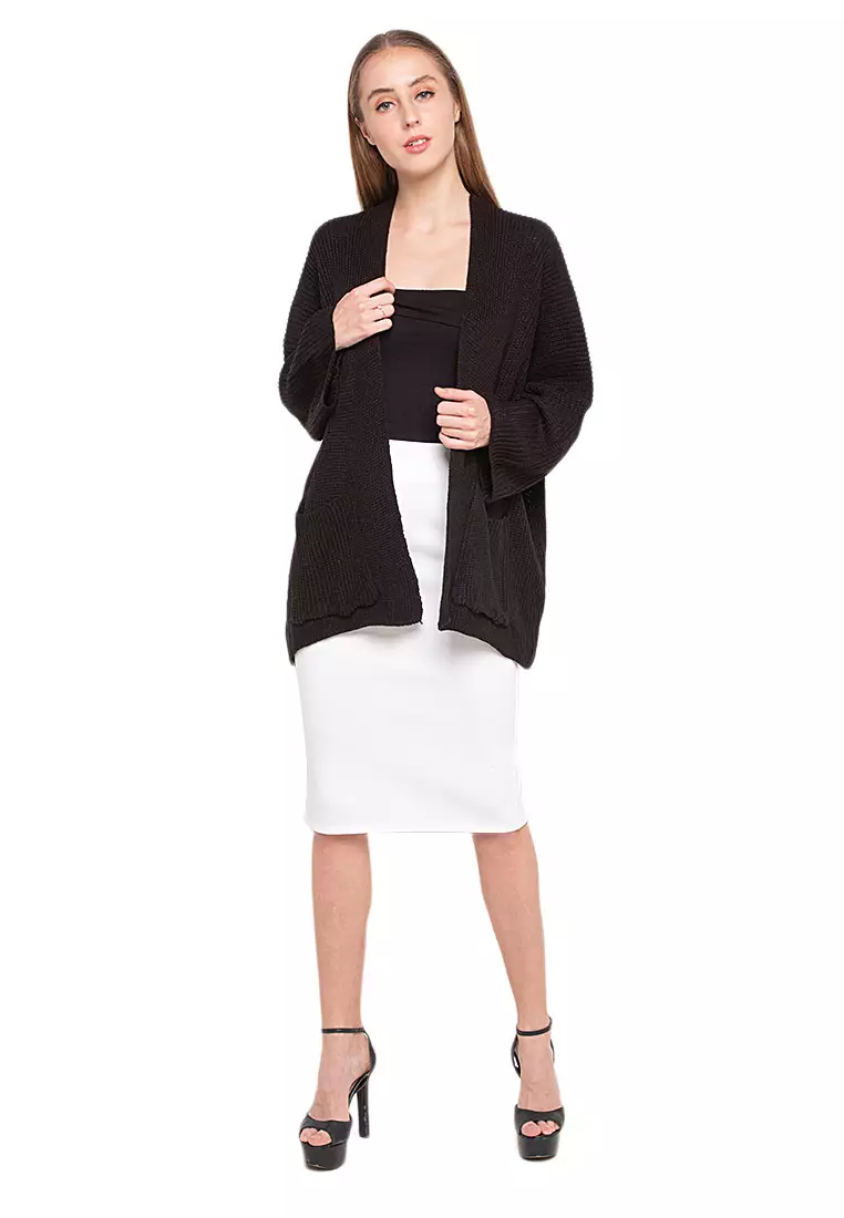 Yoluta Kardigan Oversize Atasan Wanita Long Sleeves Premium Quality - Hitam