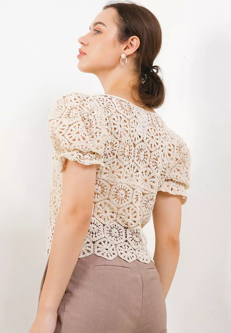 Lace Puff Sleeve Blouse