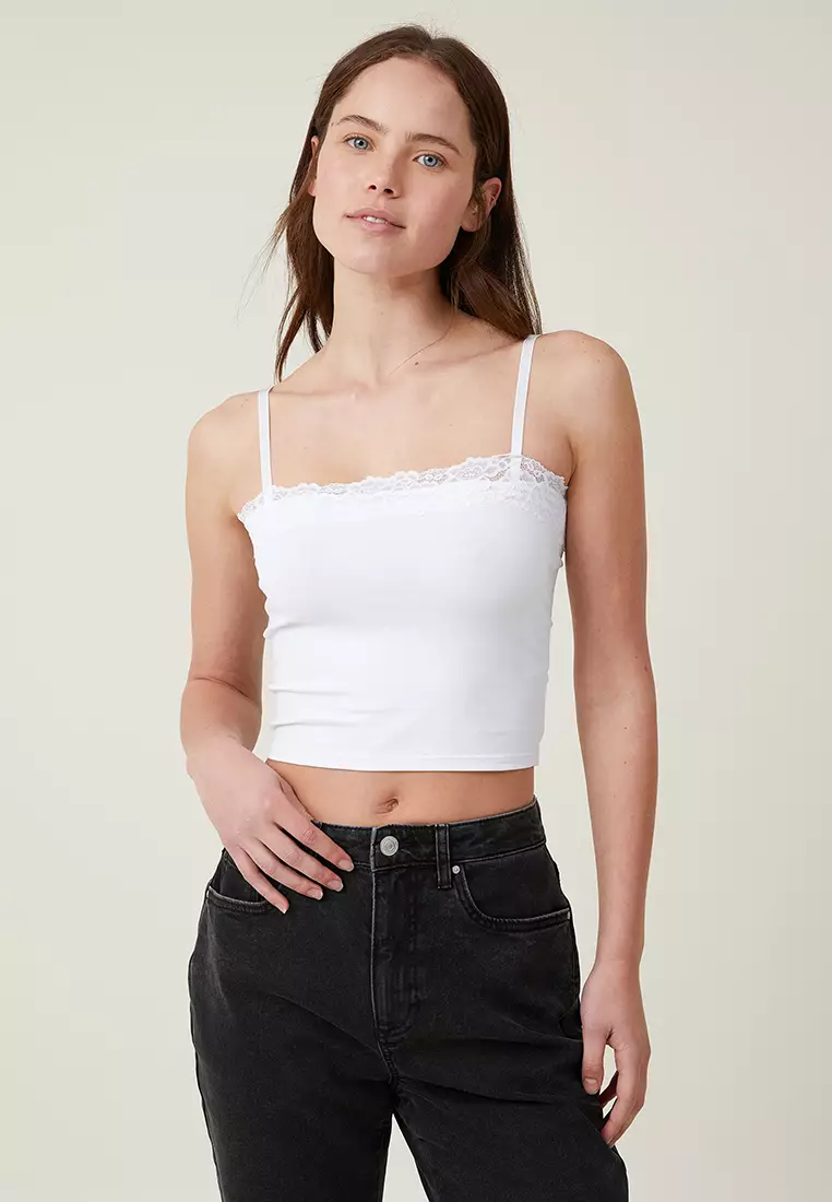 Buy Cotton On Katie Straight Neck Lace Cami Top in White 2024 Online