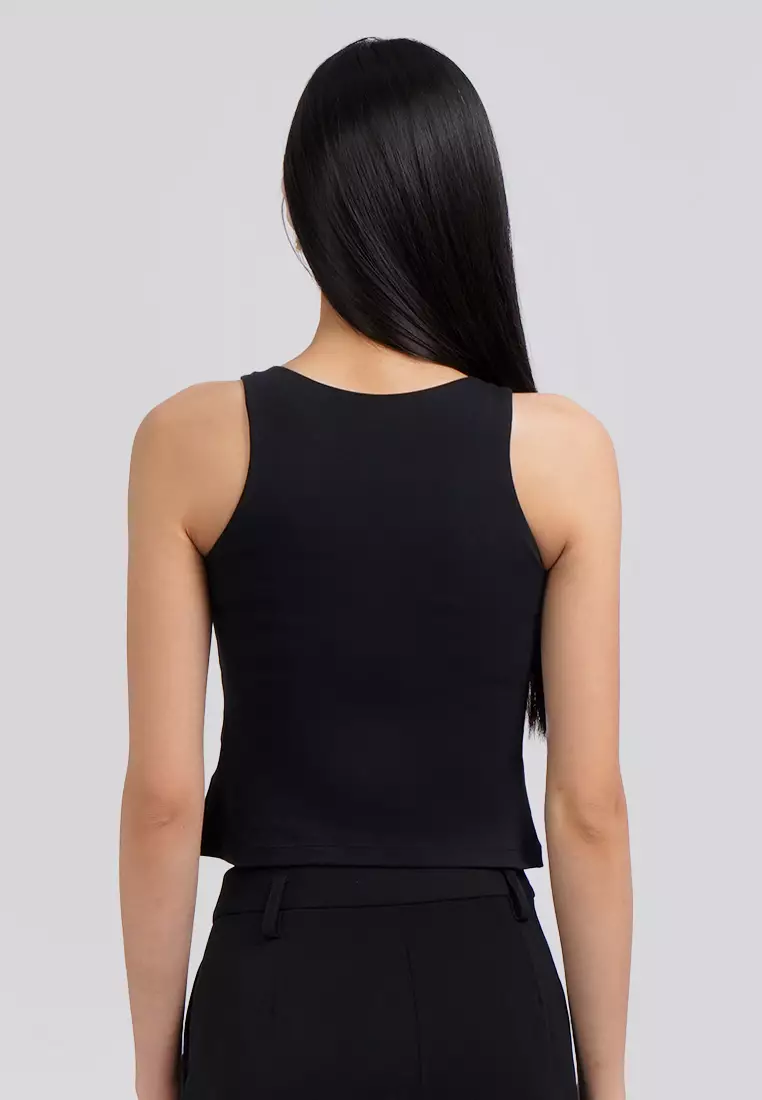 Fitted Round Neck Tank Top Bra