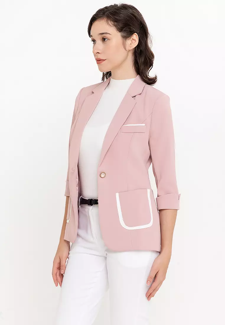 Quarter Sleeves Pocket Trim Blazer