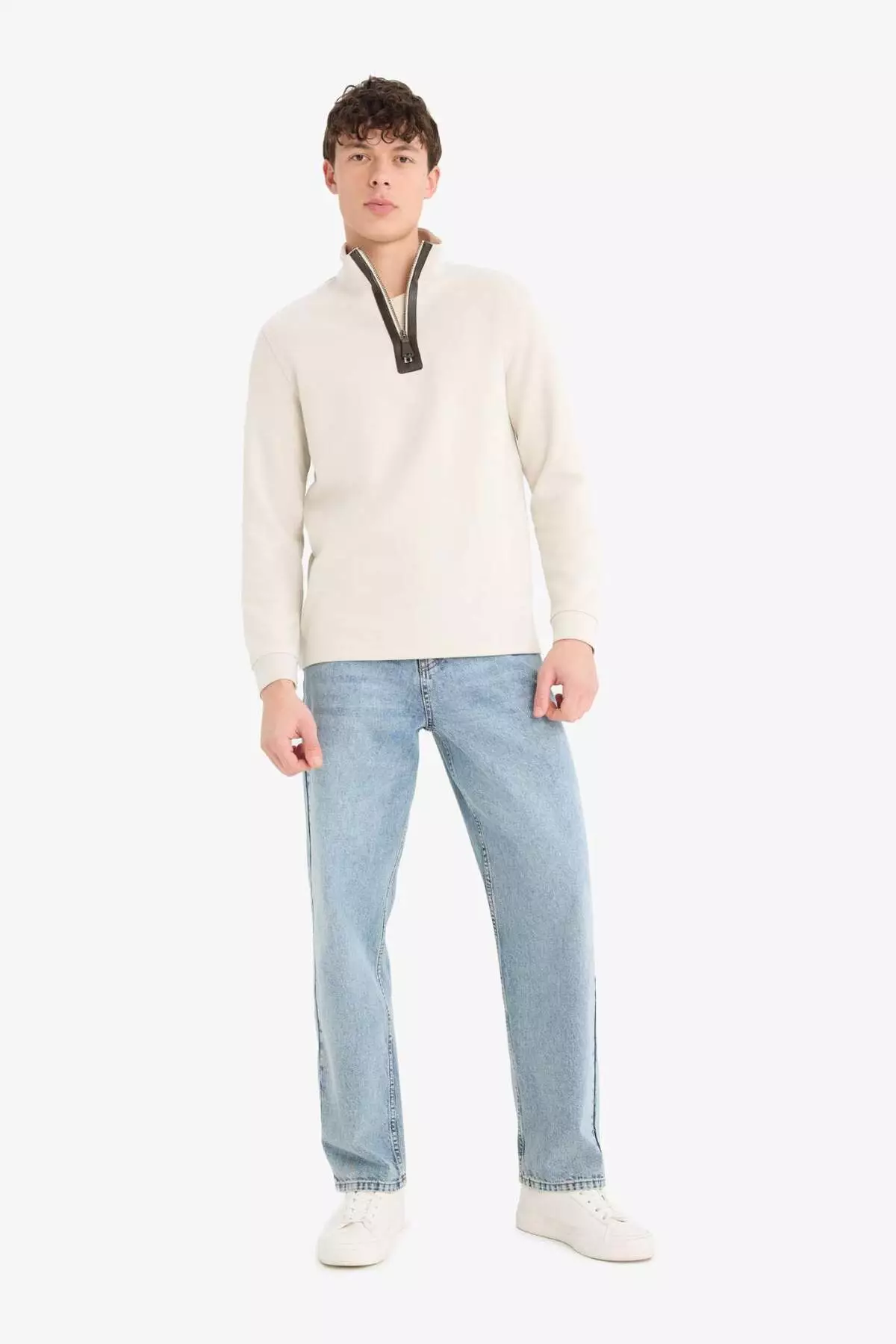 Inverted Stand Collar Half Zip Basic Sweatshirt D7226Ax25Sp