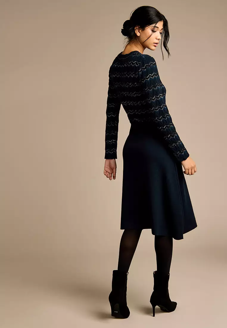 Mia Navy Knitted Midi Dress