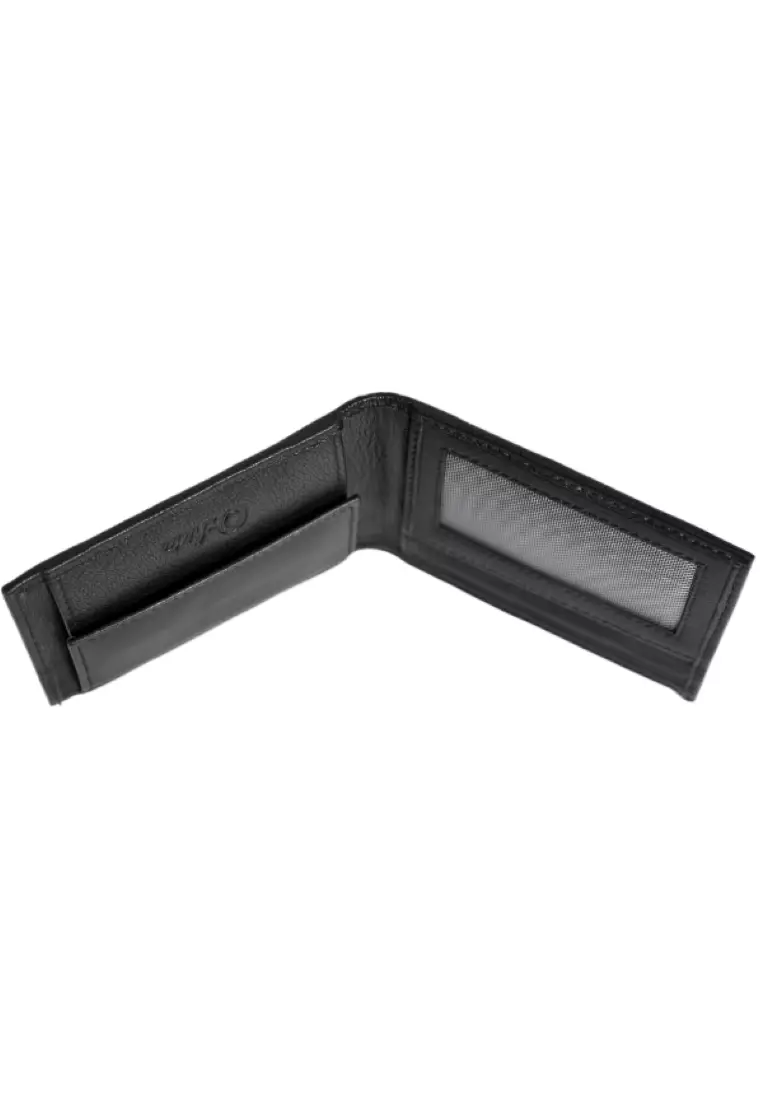 Wallet Men Black with coin pouch -Bifold Lucky Wallet- Full Grain Leather Wallet with NO HOLE-Black Wallet - 3704 Oxhide