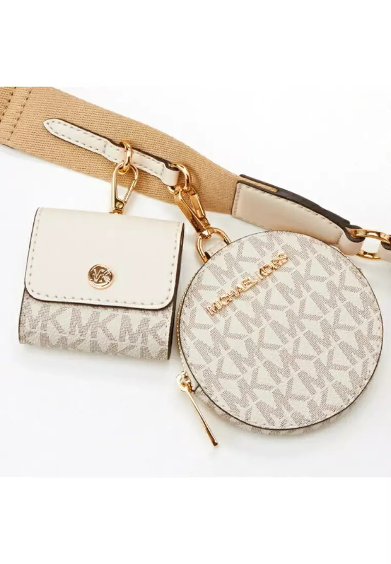 Jet Set Logo Crossbody Bag with Case for Apple Airpods Pro Light Cream