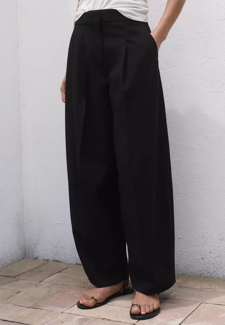 Buy Mango Pleated Wide Leg Trousers 2025 Online ZALORA
