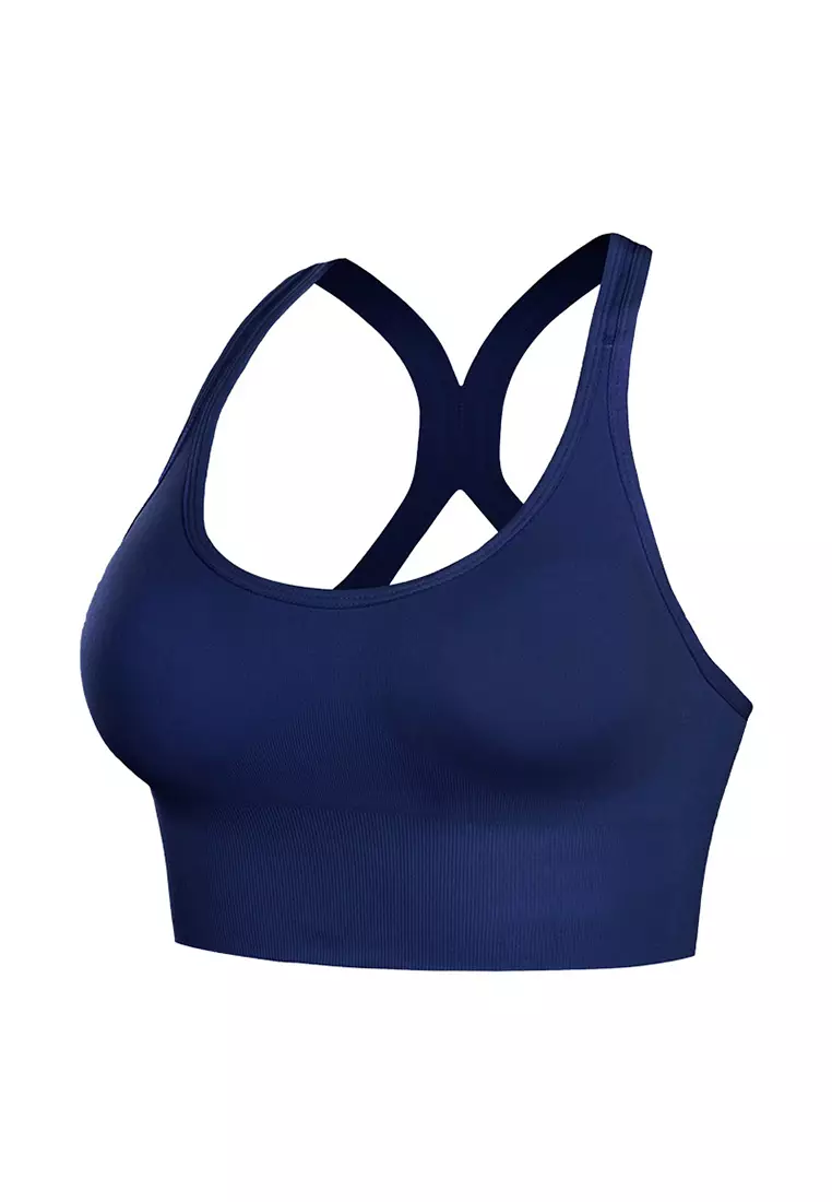 Seamless Sports Bra in DryMove™ - Navy blue - Ladies