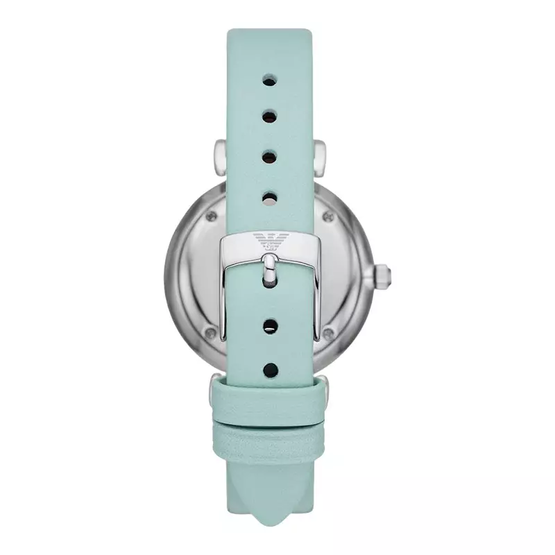 Jam Tangan Wanita Emporio Armani Fashion AR11443 Silver Dial Blue Leather Strap