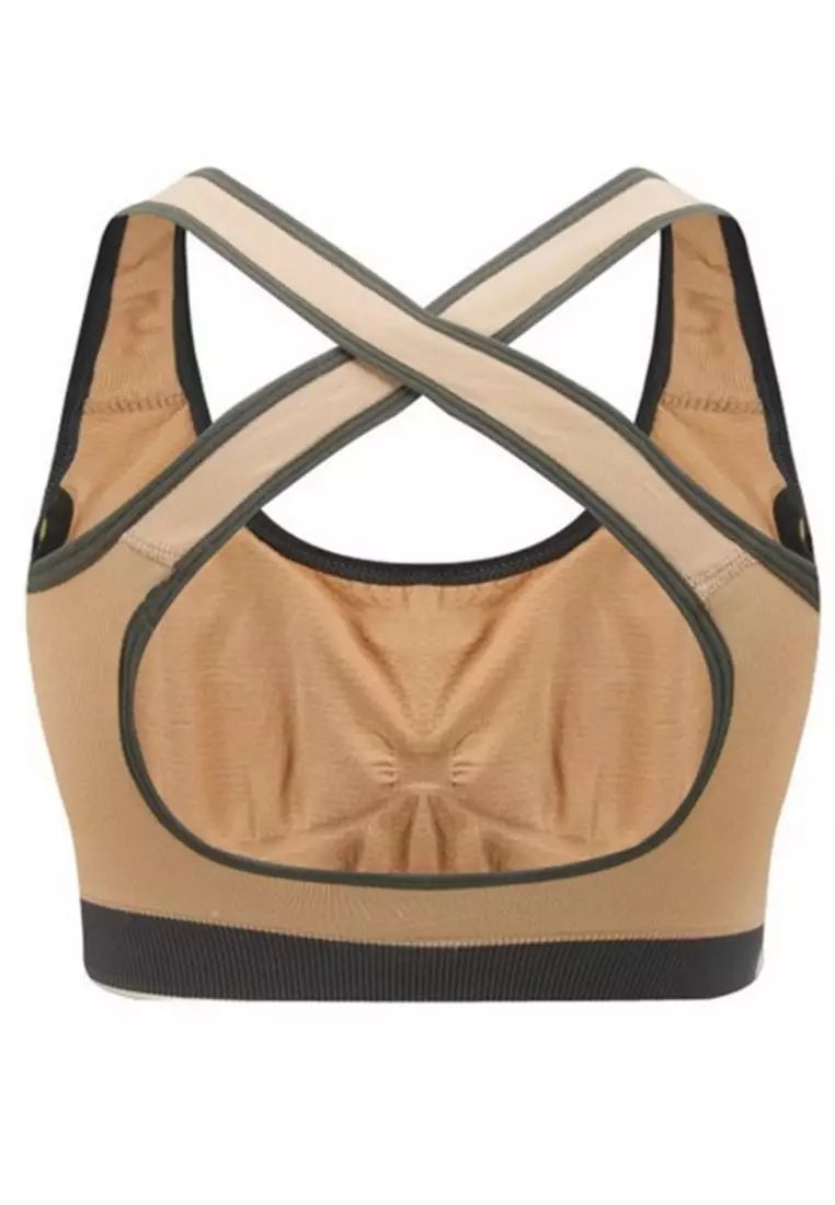 Seamless Cross Back Padded Wire-Free Sport Bra