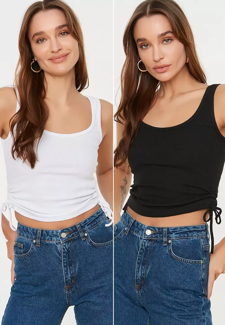 2 Packs Ruched Tank Tops