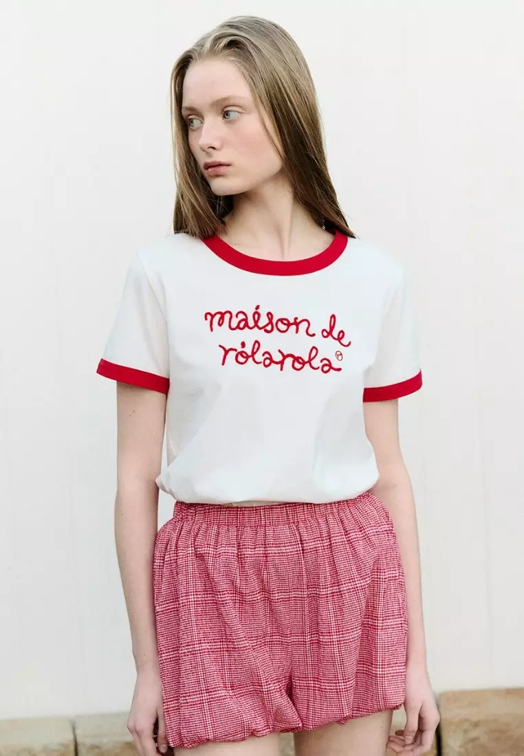 Maison De Rola Ringer T-Shirt White Red